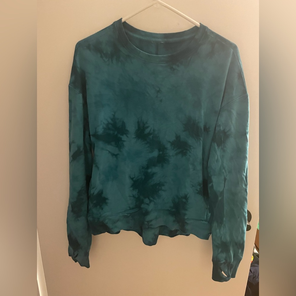 JOYLAB women’s medium lightweight athletic sweatshirt teal blue tiedye